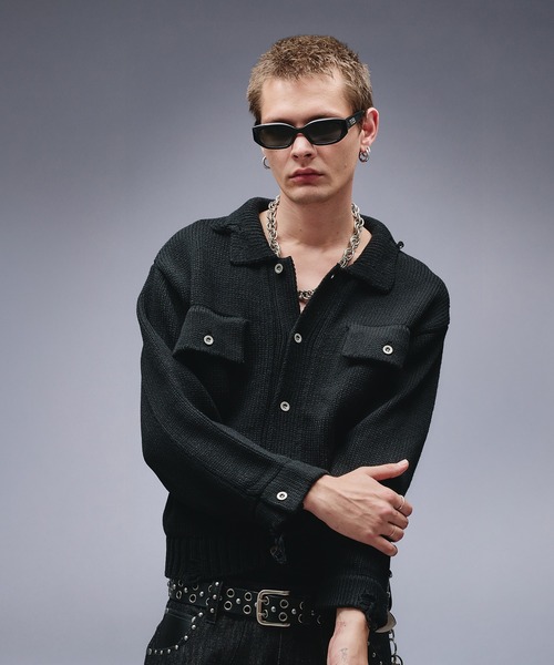 ANDER HUNK（アンダーハンク）の「Dameged W-pocket Knit Jacket / ダメージWポケットニットジャケット（ニット/セーター・メンズ・ブラウン/バーガンディー/ブラック・SMALL/MEDIUM/LARGE）」の15枚目の写真