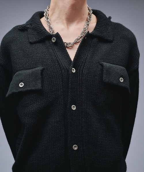 ANDER HUNK（アンダーハンク）の「Dameged W-pocket Knit Jacket / ダメージWポケットニットジャケット（ニット/セーター・メンズ・ブラウン/バーガンディー/ブラック・SMALL/MEDIUM/LARGE）」の17枚目の写真