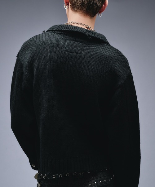 ANDER HUNK（アンダーハンク）の「Dameged W-pocket Knit Jacket / ダメージWポケットニットジャケット（ニット/セーター・メンズ・ブラウン/バーガンディー/ブラック・SMALL/MEDIUM/LARGE）」の20枚目の写真