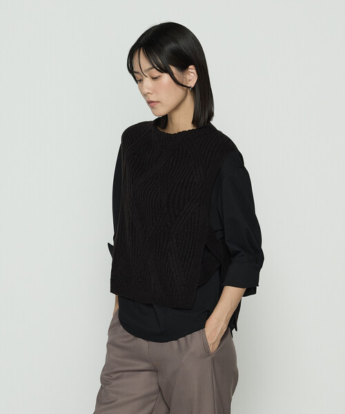 Gabardine K.T（ギャバジンケーティー）の「マシュマロブークレー ニットベスト（ベスト・レディース・ブルー/オフホワイト/グレー/ブラック・9号）」の11枚目の写真