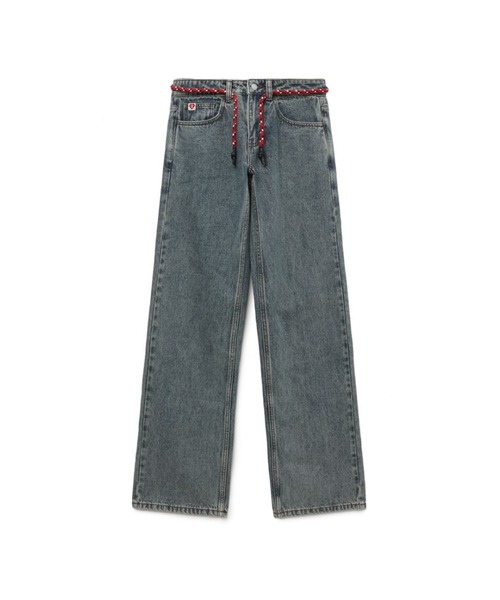 A BATHING APE(アベイシングエイプ)の「PU BADGE WASHED STRAIGHT JEANS(デニムパンツ・レディース・インディゴブルー/ライトインディゴブルー・X-SMALL/SMALL)」の2枚目の写真