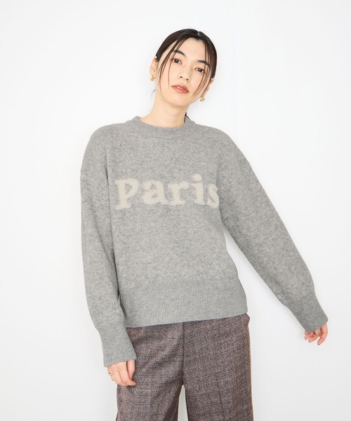 Mac-House(マックハウス)の「Idnes 立体感のあるロゴで魅せる サガラ刺繍ニット(ニット/セーター・レディース・ライトグレー/オフホワイト/ブラック・M)」の6枚目の写真