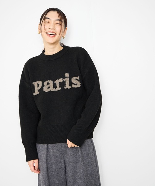 Mac-House(マックハウス)の「Idnes 立体感のあるロゴで魅せる サガラ刺繍ニット(ニット/セーター・レディース・ライトグレー/オフホワイト/ブラック・M)」の9枚目の写真