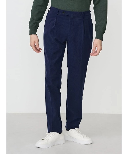 TRANS CONTINENTS（トランスコンチネンツ）の「TRANS CONTINETNS　コーデュロイセットアップ　ジャージトリコット　タックパンツ　ブラック/ブルー/ネイビー（スラックス・メンズ・ブラック/ブルー/ネイビー・S/M/L/LL/3L）」の3枚目の写真