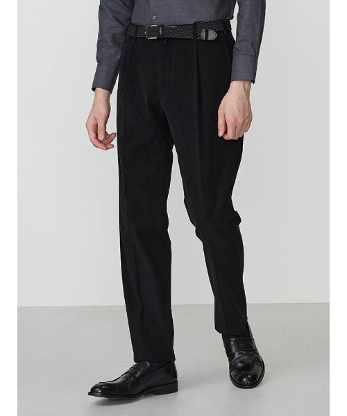 TRANS CONTINENTS（トランスコンチネンツ）の「TRANS CONTINETNS　コーデュロイセットアップ　ジャージトリコット　タックパンツ　ブラック/ブルー/ネイビー（スラックス・メンズ・ブラック/ブルー/ネイビー・S/M/L/LL/3L）」の5枚目の写真