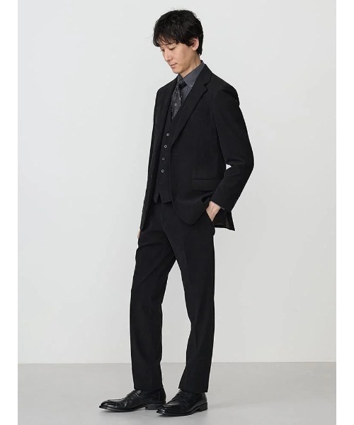 TRANS CONTINENTS（トランスコンチネンツ）の「TRANS CONTINETNS　コーデュロイセットアップ　ジャージトリコット　タックパンツ　ブラック/ブルー/ネイビー（スラックス・メンズ・ブラック/ブルー/ネイビー・S/M/L/LL/3L）」の7枚目の写真