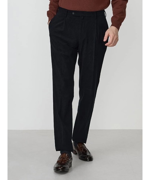 TRANS CONTINENTS（トランスコンチネンツ）の「TRANS CONTINETNS　コーデュロイセットアップ　ジャージトリコット　タックパンツ　ブラック/ブルー/ネイビー（スラックス・メンズ・ブラック/ブルー/ネイビー・S/M/L/LL/3L）」の9枚目の写真