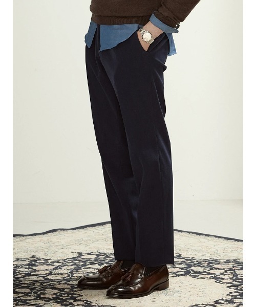 TRANS CONTINENTS（トランスコンチネンツ）の「TRANS CONTINETNS　コーデュロイセットアップ　ジャージトリコット　タックパンツ　ブラック/ブルー/ネイビー（スラックス・メンズ・ブラック/ブルー/ネイビー・S/M/L/LL/3L）」の15枚目の写真