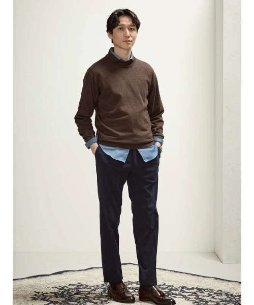 TRANS CONTINENTS（トランスコンチネンツ）の「TRANS CONTINETNS　コーデュロイセットアップ　ジャージトリコット　タックパンツ　ブラック/ブルー/ネイビー（スラックス・メンズ・ブラック/ブルー/ネイビー・S/M/L/LL/3L）」の16枚目の写真