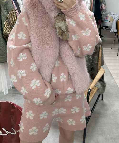 Alley Tokyo(アリートーキョー)の「【セットアップで着られる】お花のニットトップス(ニット/セーター・レディース・サックスブルー/ピンク・FREE)」の14枚目の写真
