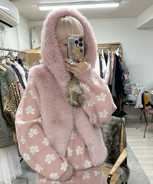 Alley Tokyo(アリートーキョー)の「【セットアップで着られる】お花のニットトップス(ニット/セーター・レディース・サックスブルー/ピンク・FREE)」の17枚目の写真