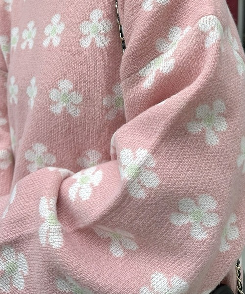 Alley Tokyo(アリートーキョー)の「【セットアップで着られる】お花のニットトップス(ニット/セーター・レディース・サックスブルー/ピンク・FREE)」の6枚目の写真