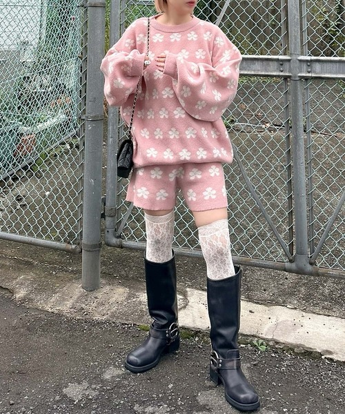 Alley Tokyo(アリートーキョー)の「【セットアップで着られる】お花のニットトップス(ニット/セーター・レディース・サックスブルー/ピンク・FREE)」の20枚目の写真