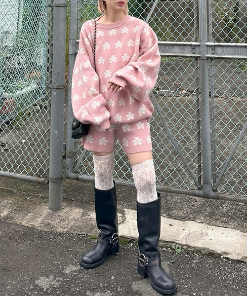 Alley Tokyo(アリートーキョー)の「【セットアップで着られる】お花のニットトップス(ニット/セーター・レディース・サックスブルー/ピンク・FREE)」の16枚目の写真