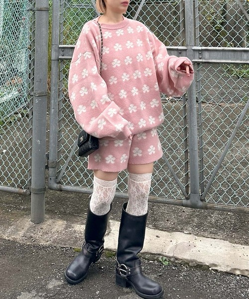 Alley Tokyo(アリートーキョー)の「【セットアップで着られる】お花のニットトップス(ニット/セーター・レディース・サックスブルー/ピンク・FREE)」の19枚目の写真