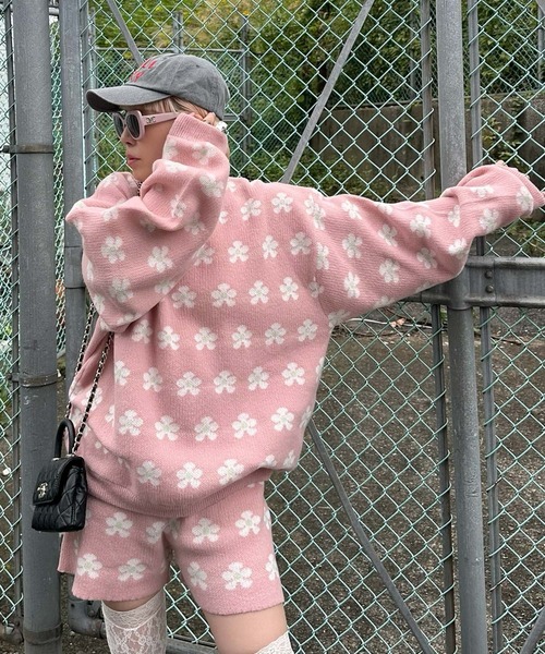 Alley Tokyo(アリートーキョー)の「【セットアップで着られる】お花のニットトップス(ニット/セーター・レディース・サックスブルー/ピンク・FREE)」の22枚目の写真