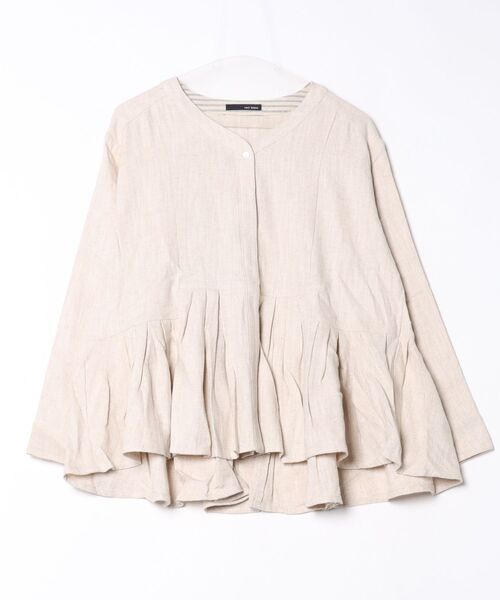 vent blanc（ヴァンブラン）の「vent blanc ヴァンブラン　C/Li Tuck Design Shirts Jacket　コットンリネン  タックデザインシャツジャケット（その他アウター・レディース・チャコールグレー/ナチュラル・FREE）」の2枚目の写真