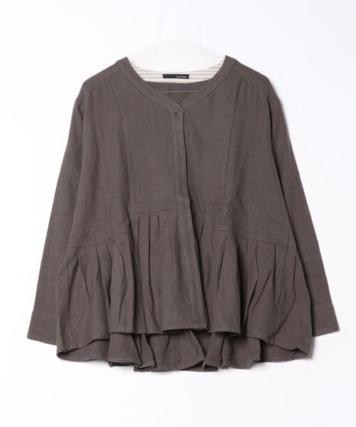 vent blanc（ヴァンブラン）の「vent blanc ヴァンブラン　C/Li Tuck Design Shirts Jacket　コットンリネン  タックデザインシャツジャケット（その他アウター・レディース・チャコールグレー/ナチュラル・FREE）」の5枚目の写真