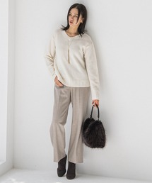 両面起毛ワイドパンツ≪洗える/セットアップ対応≫