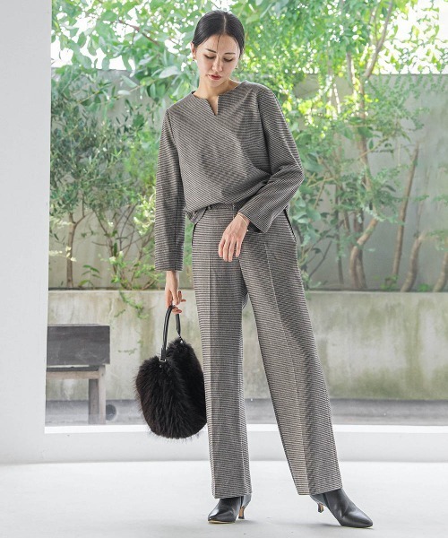 LAUTREAMONT(ロートレアモン)の「両面起毛ワイドパンツ≪洗える/セットアップ対応≫(その他パンツ・レディース・ブラック/ベージュ/オフホワイト/ブラウン系その他/ダークグレー/ブラウン・11号/9号/7号)」の7枚目の写真