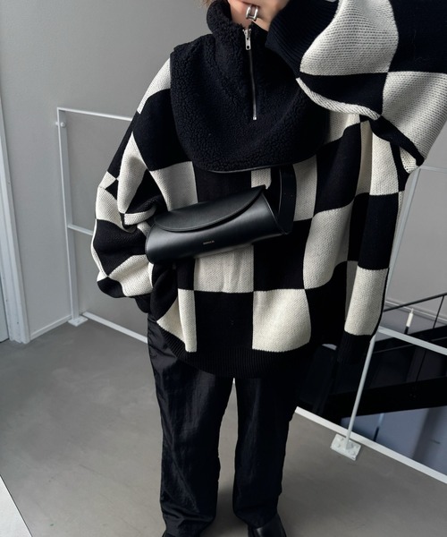 CFT.(シフト)の「ボアジップネックショルダー(ニット/セーター・レディース・ブラック・FREE)」の4枚目の写真