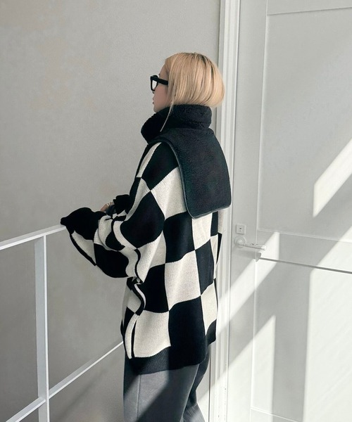 CFT.(シフト)の「ボアジップネックショルダー(ニット/セーター・レディース・ブラック・FREE)」の13枚目の写真