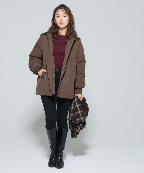coca（coca）（コカ）の「Aラインカールネック中綿コート（その他アウター・レディース・ブラック/ブラウン・M/L）」の7枚目の写真