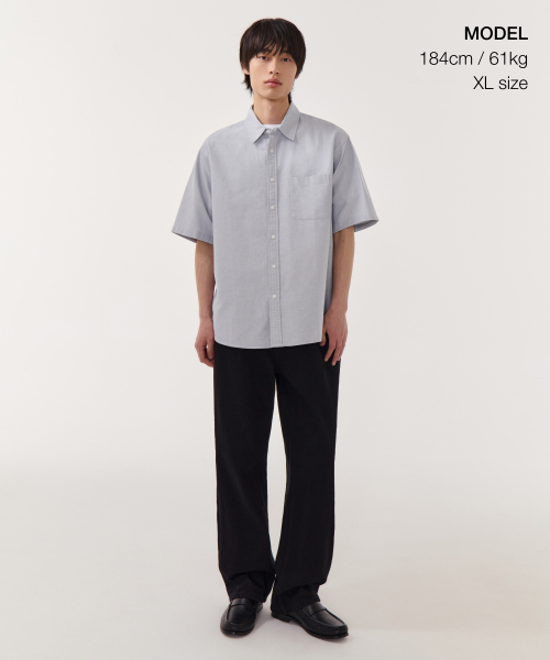MUSINSA STANDARD（ムシンサスタンダード）の「リラックスドオックスフォード半袖シャツ[グレー]（シャツ/ブラウス・メンズ・その他・MEDIUM/LARGE/X-LARGE/XX-LARGE/SMALL）」の2枚目の写真