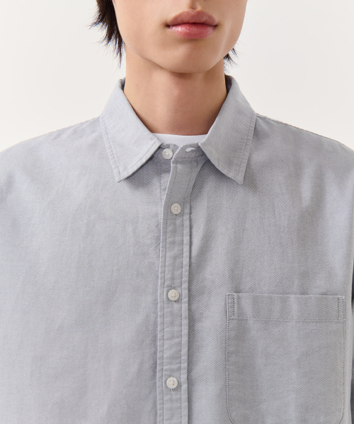 MUSINSA STANDARD（ムシンサスタンダード）の「リラックスドオックスフォード半袖シャツ[グレー]（シャツ/ブラウス・メンズ・その他・MEDIUM/LARGE/X-LARGE/XX-LARGE/SMALL）」の4枚目の写真