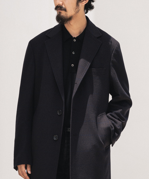 【EDIFICE】 カシミヤ ウール チェスターコート（ネイビー/サイズ44） 追加予約》SUPER 140's ウール / カシミヤ チェスターコート