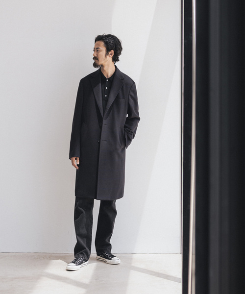 セール】SUPER 140's ウール / カシミヤ チェスターコート(チェック