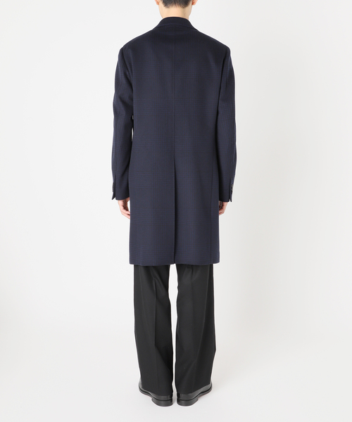 SUPER 140's ウール / カシミヤ チェスターコート(チェック