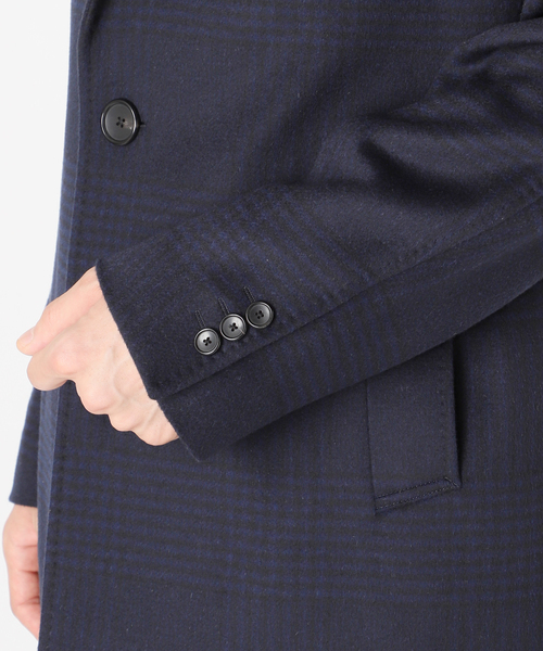 EDIFICE（エディフィス）の「SUPER 140’s ウール / カシミヤ チェスターコート(チェック)（チェスターコート・メンズ・チョコ/ダークブルー・44/46/48）」の9枚目の写真