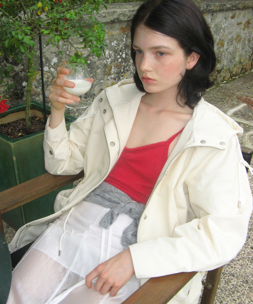 SINOON(シヌーン)の「Raglan Hoodie Jacket (Cream)(ミリタリージャケット・レディース・アイボリー・FREE)」の3枚目の写真