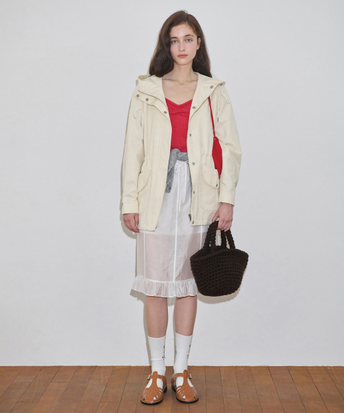 SINOON(シヌーン)の「Raglan Hoodie Jacket (Cream)(ミリタリージャケット・レディース・アイボリー・FREE)」の5枚目の写真