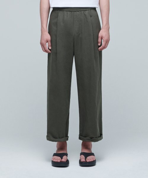 MUSINSA STANDARD(ムシンサスタンダード)の「コットンリネンワンタックワイドパンツ【カーキ】(その他パンツ・メンズ・その他・38/36/34/32/30/26/28)」の3枚目の写真