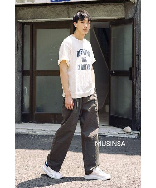 MUSINSA STANDARD(ムシンサスタンダード)の「コットンリネンワンタックワイドパンツ【カーキ】(その他パンツ・メンズ・その他・38/36/34/32/30/26/28)」の10枚目の写真
