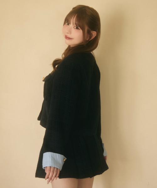 TITTY&CO.（ティティーアンドコー）の「ツイードジャケット＆スカート セットアップ（セットアップ・レディース・ネイビー/ブラック・FREE）」の4枚目の写真