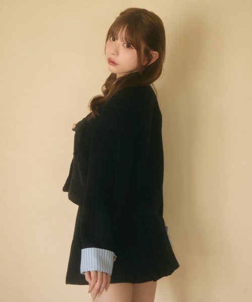 TITTY&CO.（ティティーアンドコー）の「ツイードジャケット＆スカート セットアップ（セットアップ・レディース・ネイビー/ブラック・FREE）」の7枚目の写真