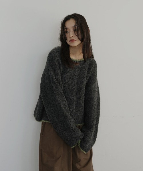 hellam(へラム)の「ブークレクルーネックカーディガン(カーディガン/ボレロ・レディース・グレー/アイボリー/ピンク/チャコール/ベージュ・FREE)」の22枚目の写真