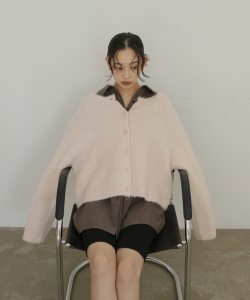 hellam(へラム)の「ブークレクルーネックカーディガン(カーディガン/ボレロ・レディース・グレー/アイボリー/ピンク/チャコール/ベージュ・FREE)」の13枚目の写真