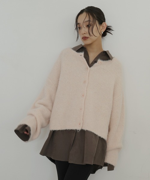 hellam(へラム)の「ブークレクルーネックカーディガン(カーディガン/ボレロ・レディース・グレー/アイボリー/ピンク/チャコール/ベージュ・FREE)」の16枚目の写真