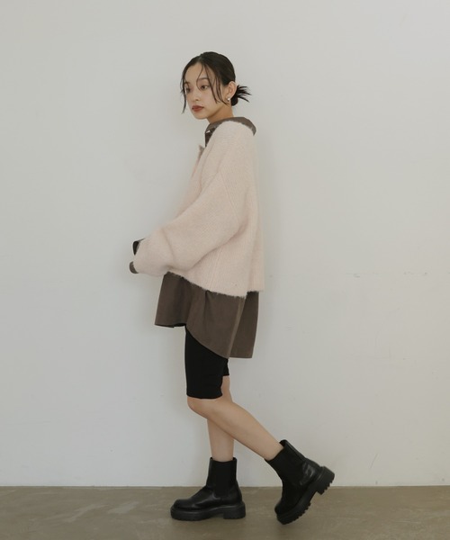 hellam(へラム)の「ブークレクルーネックカーディガン(カーディガン/ボレロ・レディース・グレー/アイボリー/ピンク/チャコール/ベージュ・FREE)」の17枚目の写真