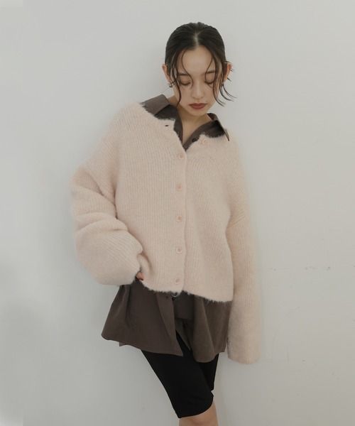 hellam(へラム)の「ブークレクルーネックカーディガン(カーディガン/ボレロ・レディース・グレー/アイボリー/ピンク/チャコール/ベージュ・FREE)」の18枚目の写真