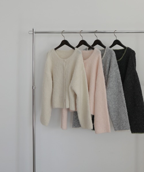 hellam(へラム)の「ブークレクルーネックカーディガン(カーディガン/ボレロ・レディース・グレー/アイボリー/ピンク/チャコール/ベージュ・FREE)」の21枚目の写真