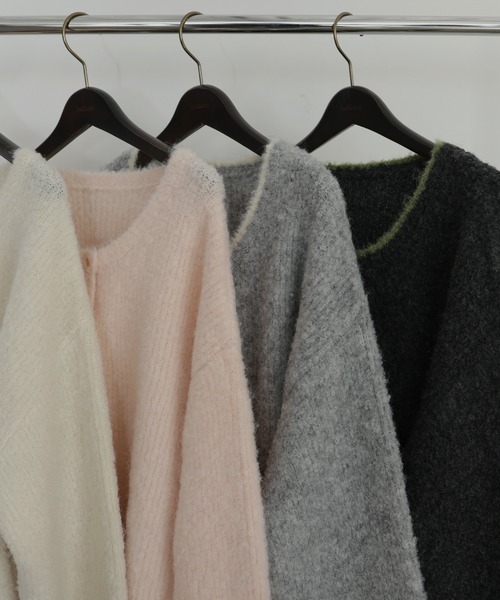 hellam(へラム)の「ブークレクルーネックカーディガン(カーディガン/ボレロ・レディース・グレー/アイボリー/ピンク/チャコール/ベージュ・FREE)」の8枚目の写真