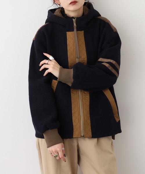 A.N.L（エーエヌエル　レーベル）の「A.N.L フード付き軽量ブルゾン（ブルゾン・レディース・ベージュ/ネイビー・38）」の2枚目の写真