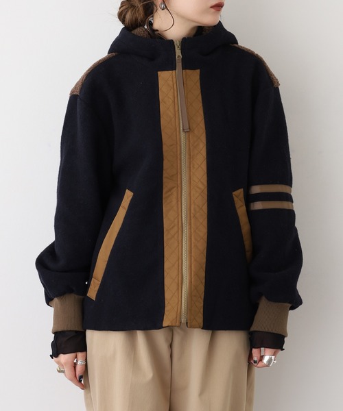 A.N.L（エーエヌエル　レーベル）の「A.N.L フード付き軽量ブルゾン（ブルゾン・レディース・ベージュ/ネイビー・38）」の3枚目の写真