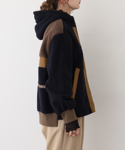 A.N.L（エーエヌエル　レーベル）の「A.N.L フード付き軽量ブルゾン（ブルゾン・レディース・ベージュ/ネイビー・38）」の4枚目の写真