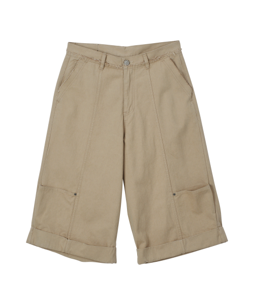 MIDSUN(ミッドサン)の「Frayed Blunt Bermuda Pants-Beige(その他パンツ・レディース・その他・MEDIUM/LARGE/X-LARGE)」の2枚目の写真